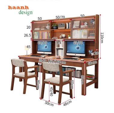 Bàn học trẻ em gỗ sồi tự nhiên tiện ích cho gia đình. BHT 003