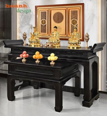 Bàn thờ gia đình gỗ tự nhiên phong cách á đông BTH 003