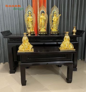 Bàn thờ gia đình gỗ tự nhiên phong cách á đông BTH 003