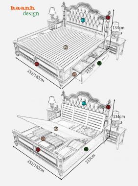 Giường ngủ tân cổ điển châu âu sang trọng cho gia đình GGC 001