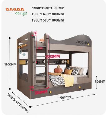 Giường tầng trẻ em gỗ công nghiệp chất lượng và độc đáo GTC 002