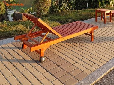 Giường Thư Giãn Bãi Biển và Hồ Bơi - Gỗ Teak Tự Nhiên GTT 003