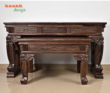 Bàn thờ gỗ tự nhiên - Nơi tôn nghiêm kết nối tâm linh-STG 004