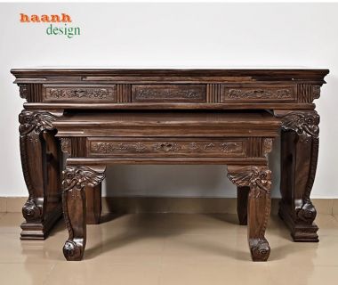 Bàn thờ gỗ tự nhiên - Nơi tôn nghiêm kết nối tâm linh-STG 004