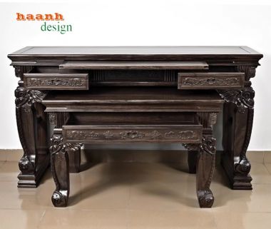 Bàn thờ gỗ tự nhiên - Nơi tôn nghiêm kết nối tâm linh-STG 004