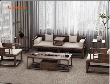 Sofa gỗ sồi sơn màu óc chó phong cách giả cổ BGC 008