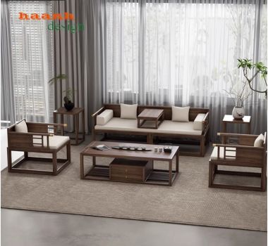 Sofa gỗ sồi sơn màu óc chó phong cách giả cổ BGC 008