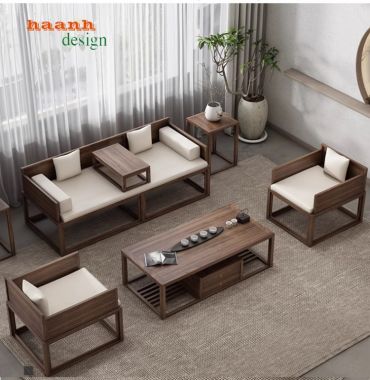 Sofa gỗ sồi sơn màu óc chó phong cách giả cổ BGC 008