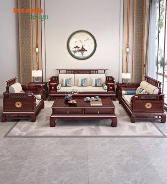 Bàn ghế sofa phòng khách giả cổ gỗ tự nhiên tinh tế BGC 006