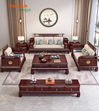 Bàn ghế sofa phòng khách giả cổ gỗ tự nhiên tinh tế BGC 006