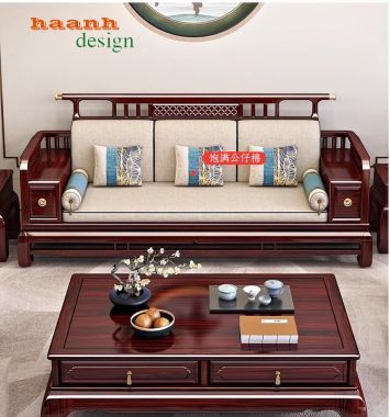 Bàn ghế sofa phòng khách giả cổ gỗ tự nhiên tinh tế BGC 006