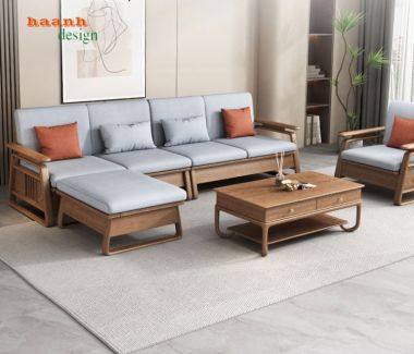 Sofa phòng khách gỗ tự nhiên gia đình tiện ích công năng SFH 002