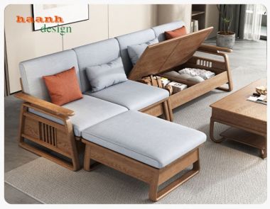 Sofa phòng khách gỗ tự nhiên gia đình tiện ích công năng SFH 002