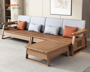 Sofa phòng khách gỗ tự nhiên gia đình tiện ích công năng SFH 002