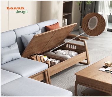 Sofa phòng khách gỗ tự nhiên gia đình tiện ích công năng SFH 002