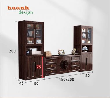 Tủ trang trí phòng khách gỗ tự nhiên hiện đại TPK 003