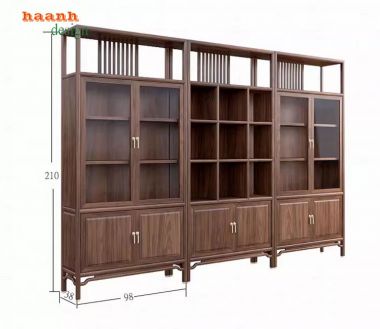 Tủ sách gỗ tự nhiên Sự kết hợp hoàn hảo thẩm mỹ và sự bền vững-TSH 004