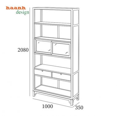 Tủ sách gia đình gỗ tự nhiên tiện ích sử dụng chất lượng cao TSH 002