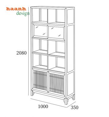 Tủ sách gia đình gỗ tự nhiên tiện ích sử dụng chất lượng cao TSH 002