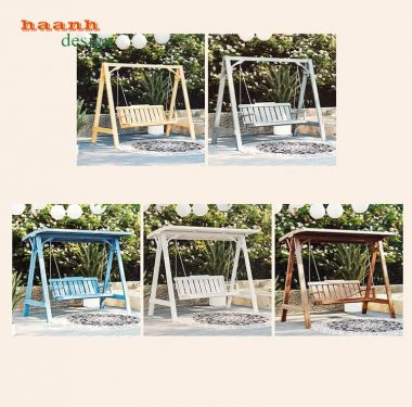 Xích đu sân vườn ngoài trời gỗ Teak tự nhiên an toàn tiện ích GNT 004