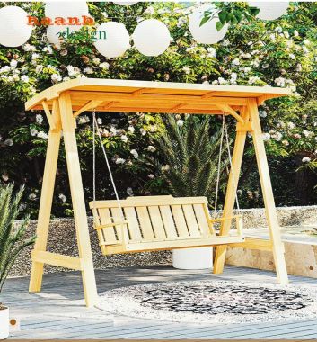 Xích đu sân vườn ngoài trời gỗ Teak tự nhiên an toàn tiện ích GNT 004