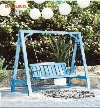 Xích đu sân vườn ngoài trời gỗ Teak tự nhiên an toàn tiện ích GNT 004