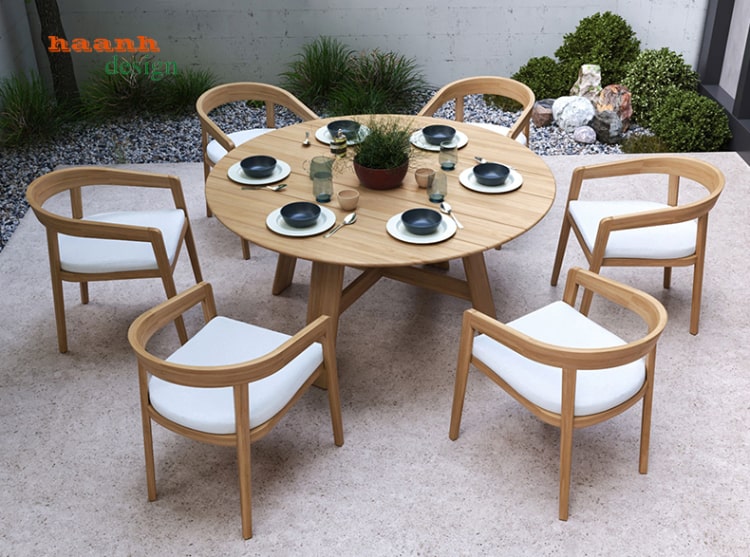 Bàn ghế ăn gỗ Teak sân vườn gia đình sang trọng và tinh tế BGT 005