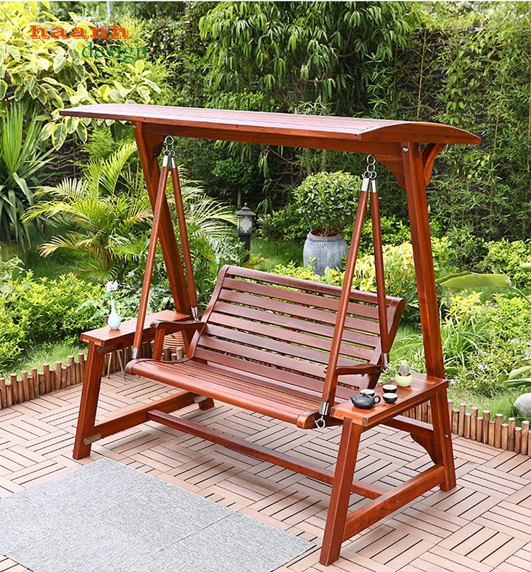 Xích đu sân vườn gỗ teak tự nhiên GNT001